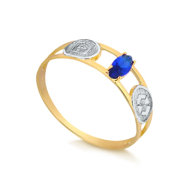 Anel de Formatura Navete em Ouro 18K – Esmeralda, Rubi ou Safira Azul