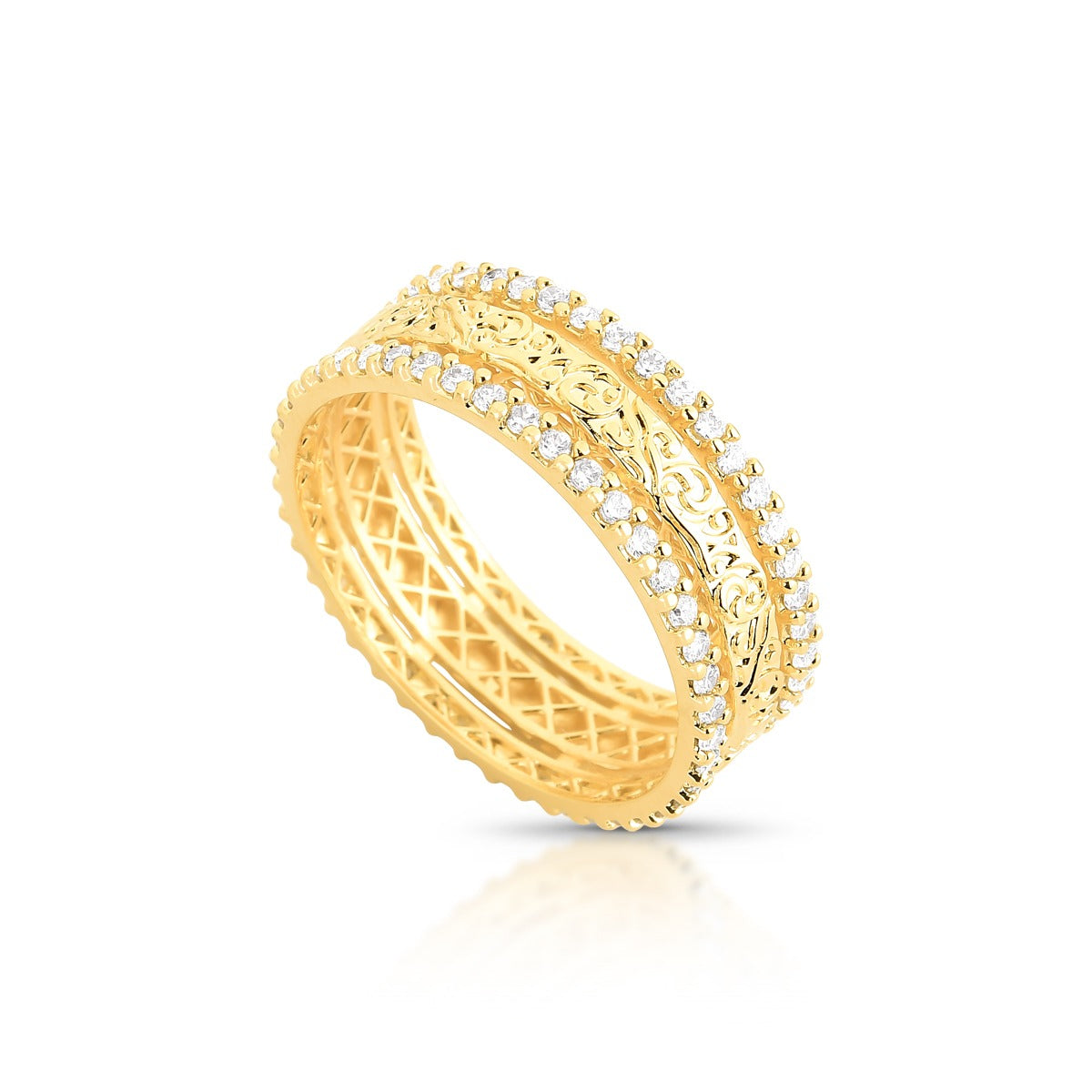 Aliança Versailles com Diamante em Ouro 18K