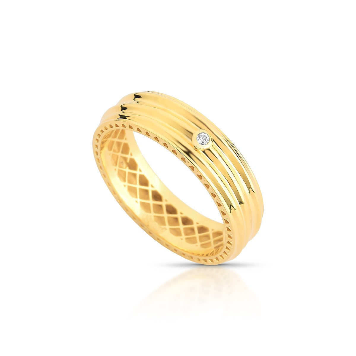 Aliança Notre Dame com Diamante em Ouro 18K