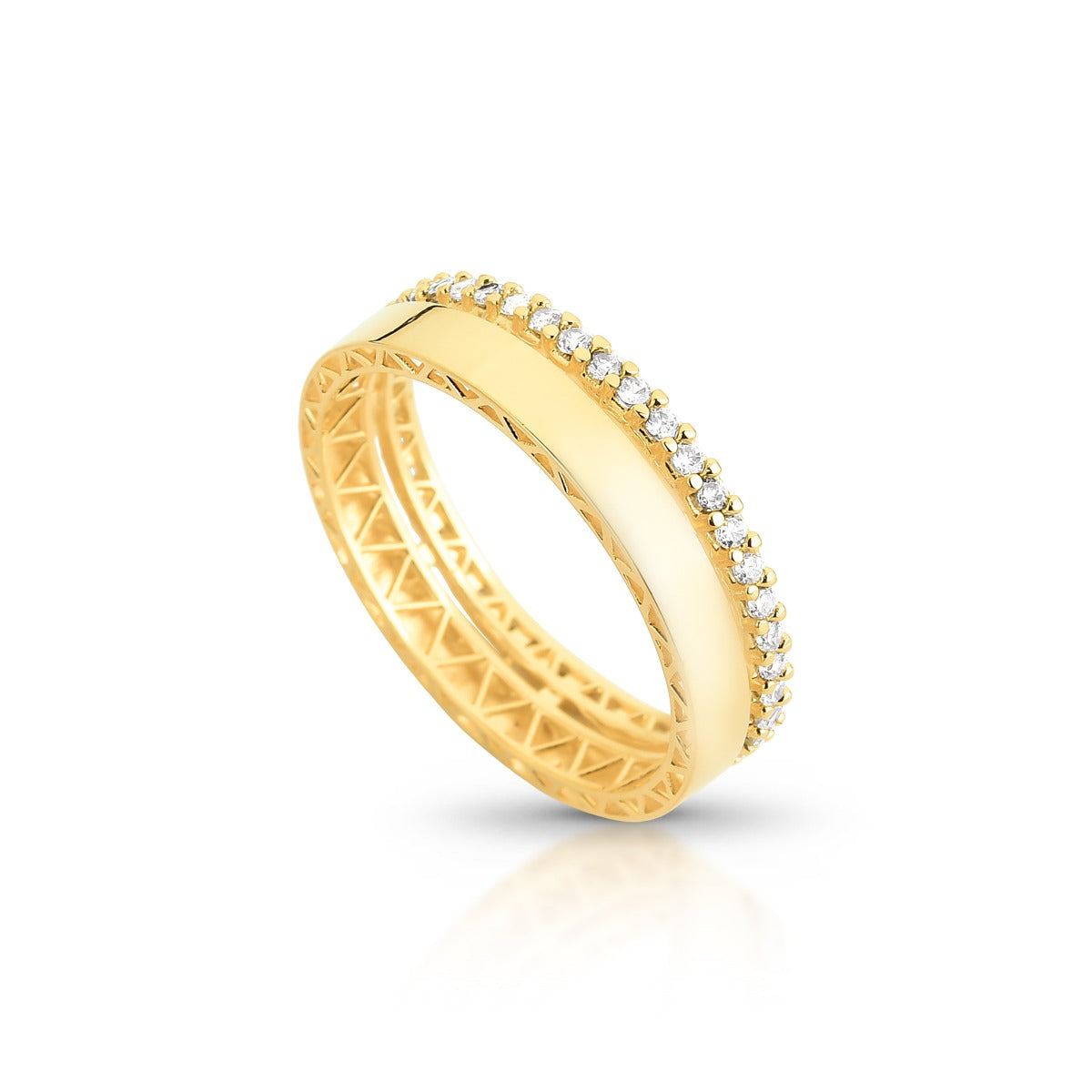Aliança Arco do Triunfo 5mm Diamante e Ouro 18K
