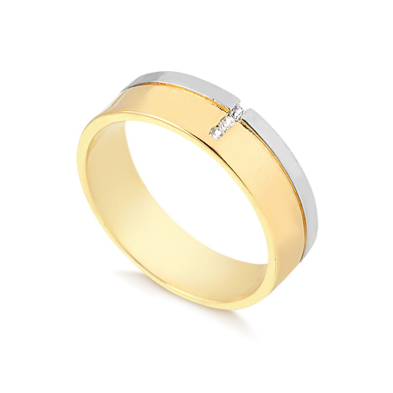 Aliança de Bodas em Ouro 18K Branco e Amarelo com Diamante