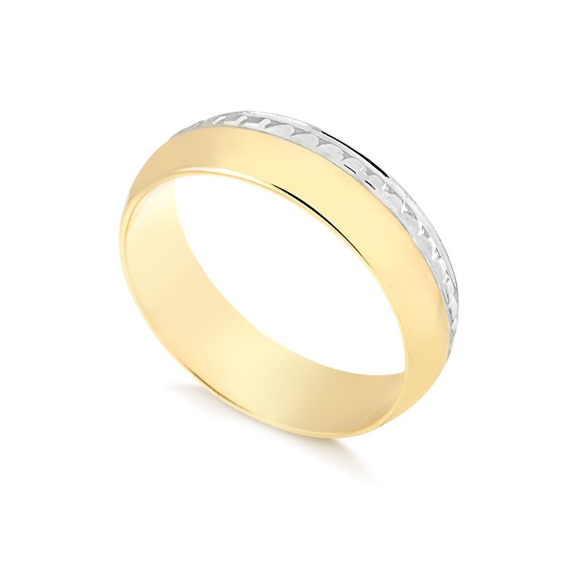 Aliança de Bodas Meia Cana em Ouro 18K