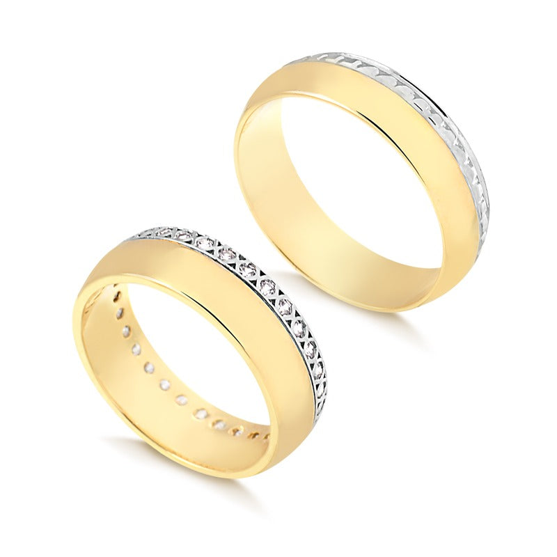 Aliança de Bodas Meia Cana em Ouro 18K