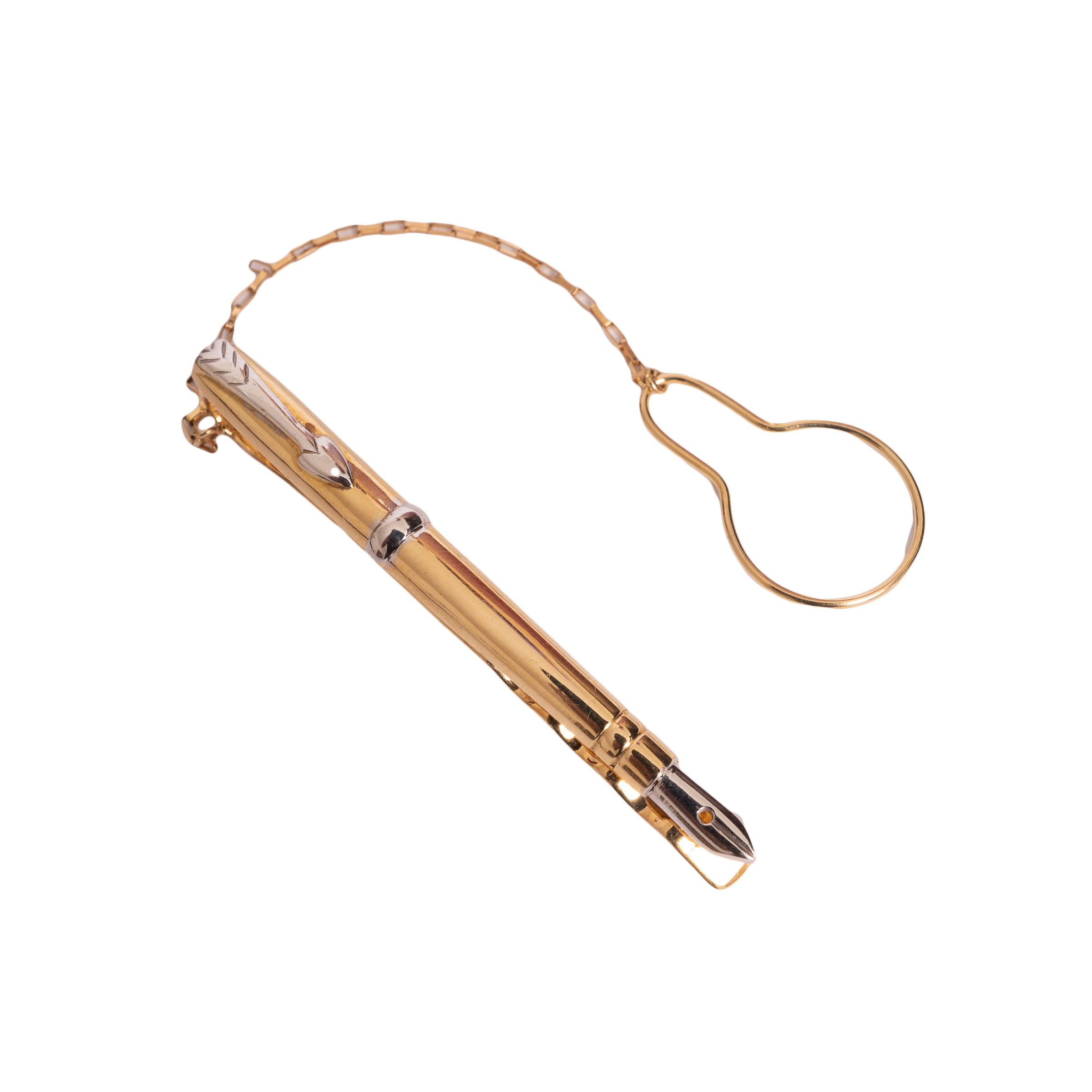 Prendedor de gravata caneta ouro 18k