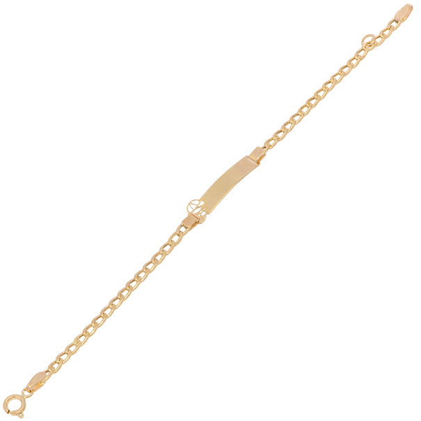 Pulseira infantil Grumet com chapa para menino ouro 18k