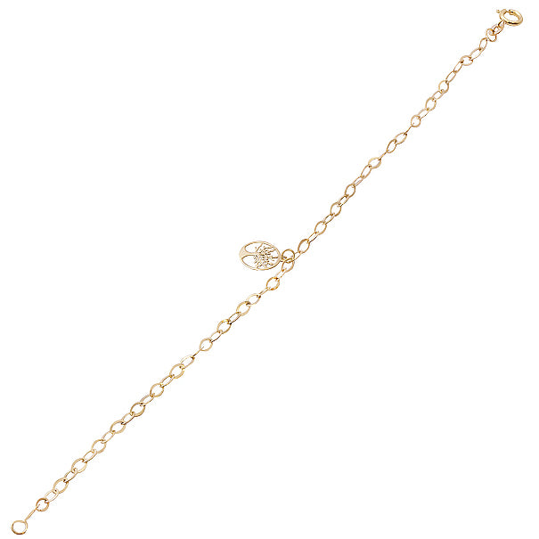 Pulseira elos navetes com pingente árvore da vida ouro 18k