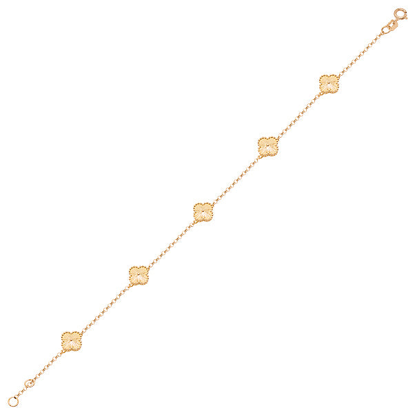 Pulseira florzinhas trabalhadas ouro 18k