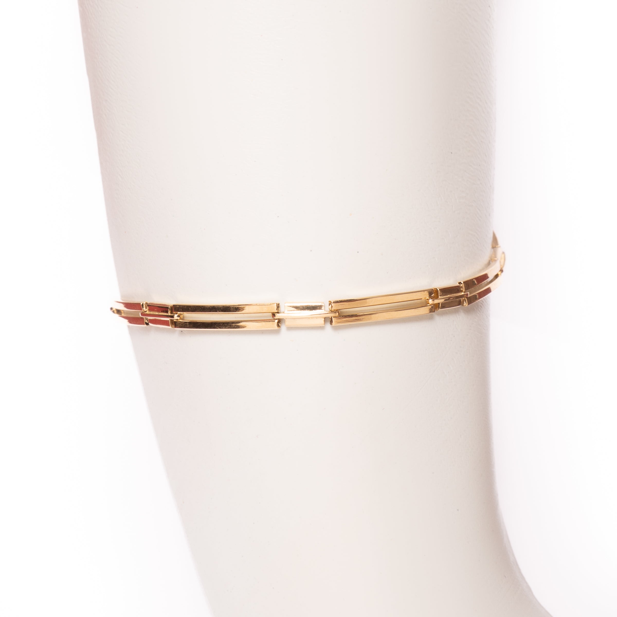 Pulseira masculina placas e gomos ouro 18k