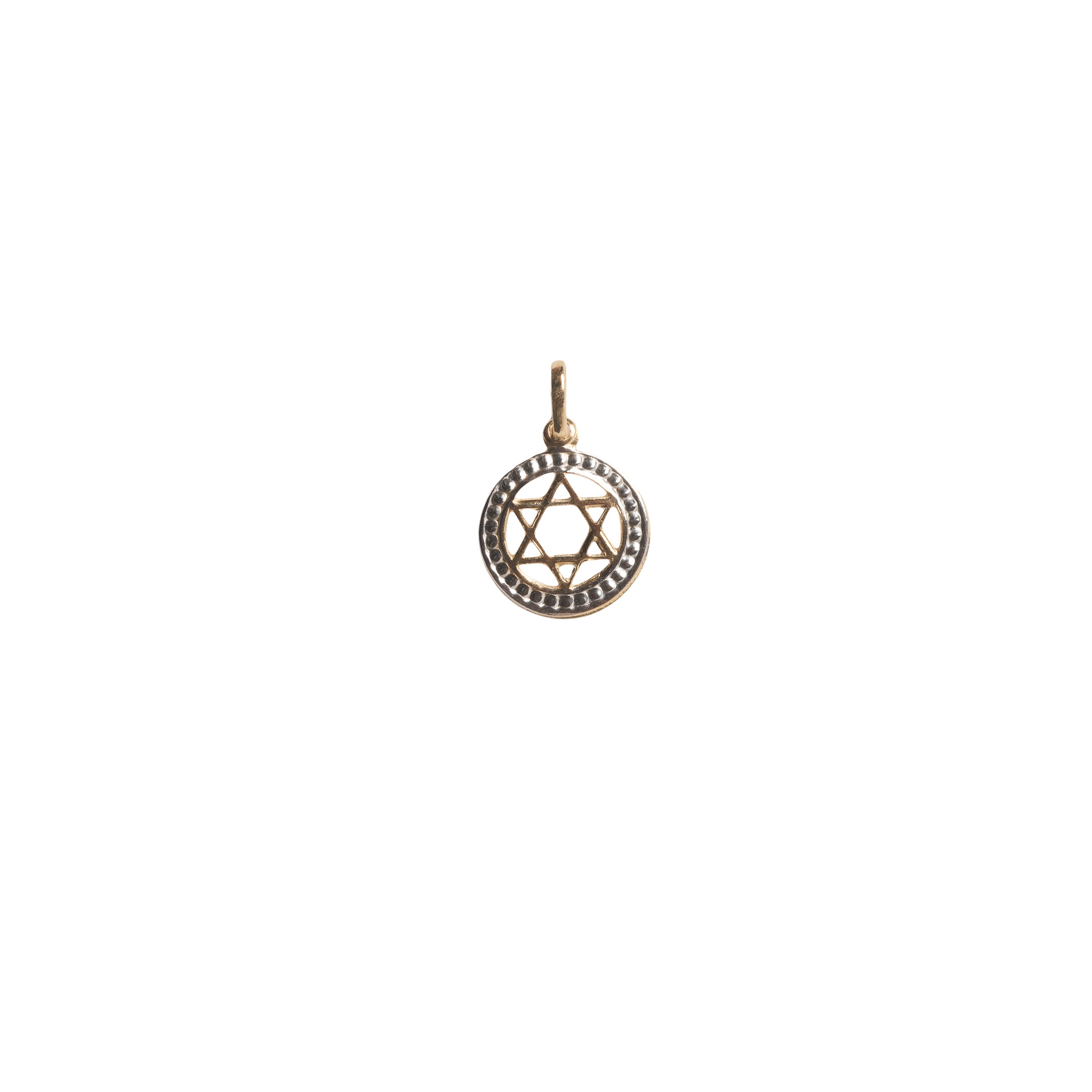 Pingente Estrela de Davi Vazado Ouro 18K Branco e Amarelo