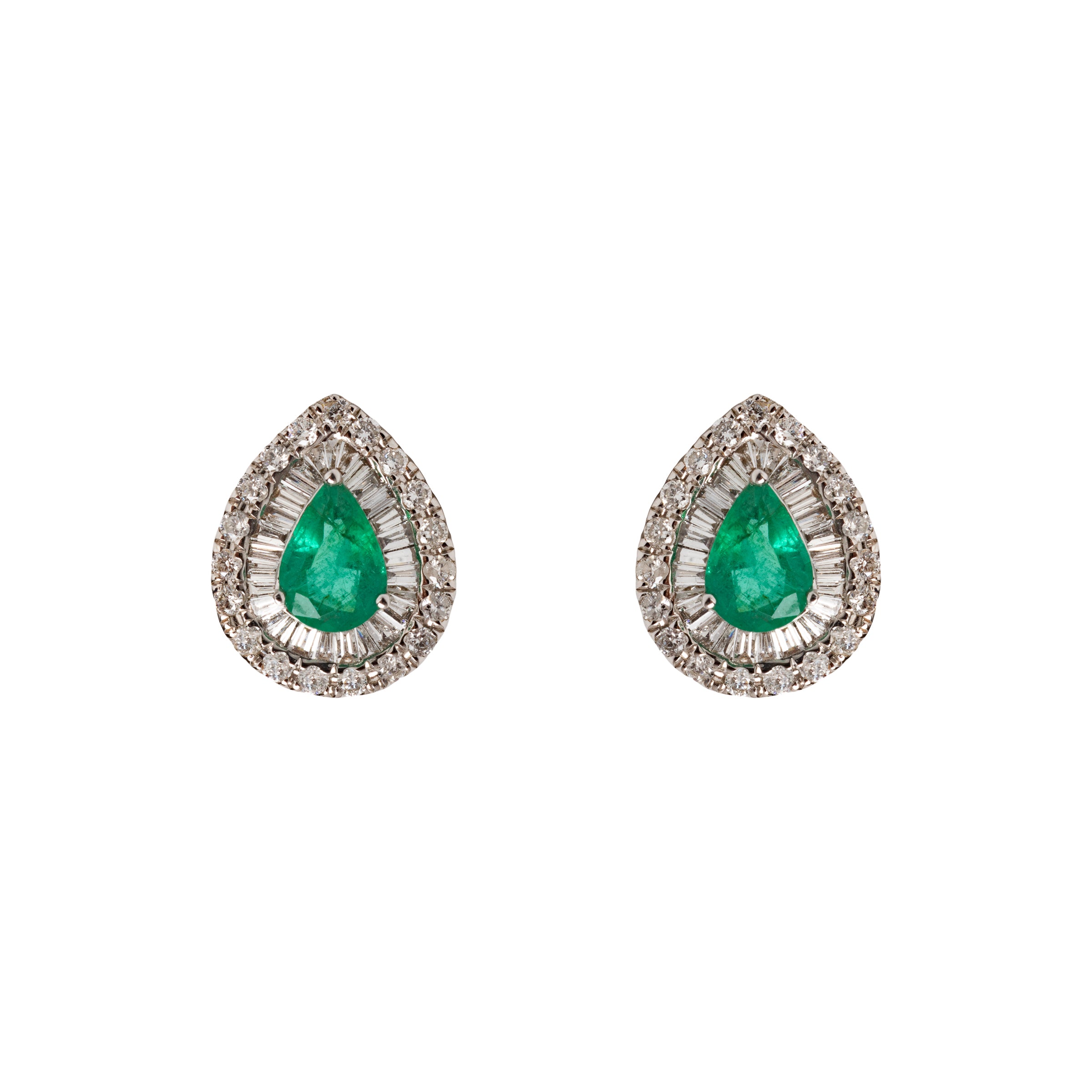 Brinco Gota Diamante e Esmeralda em Ouro 18K