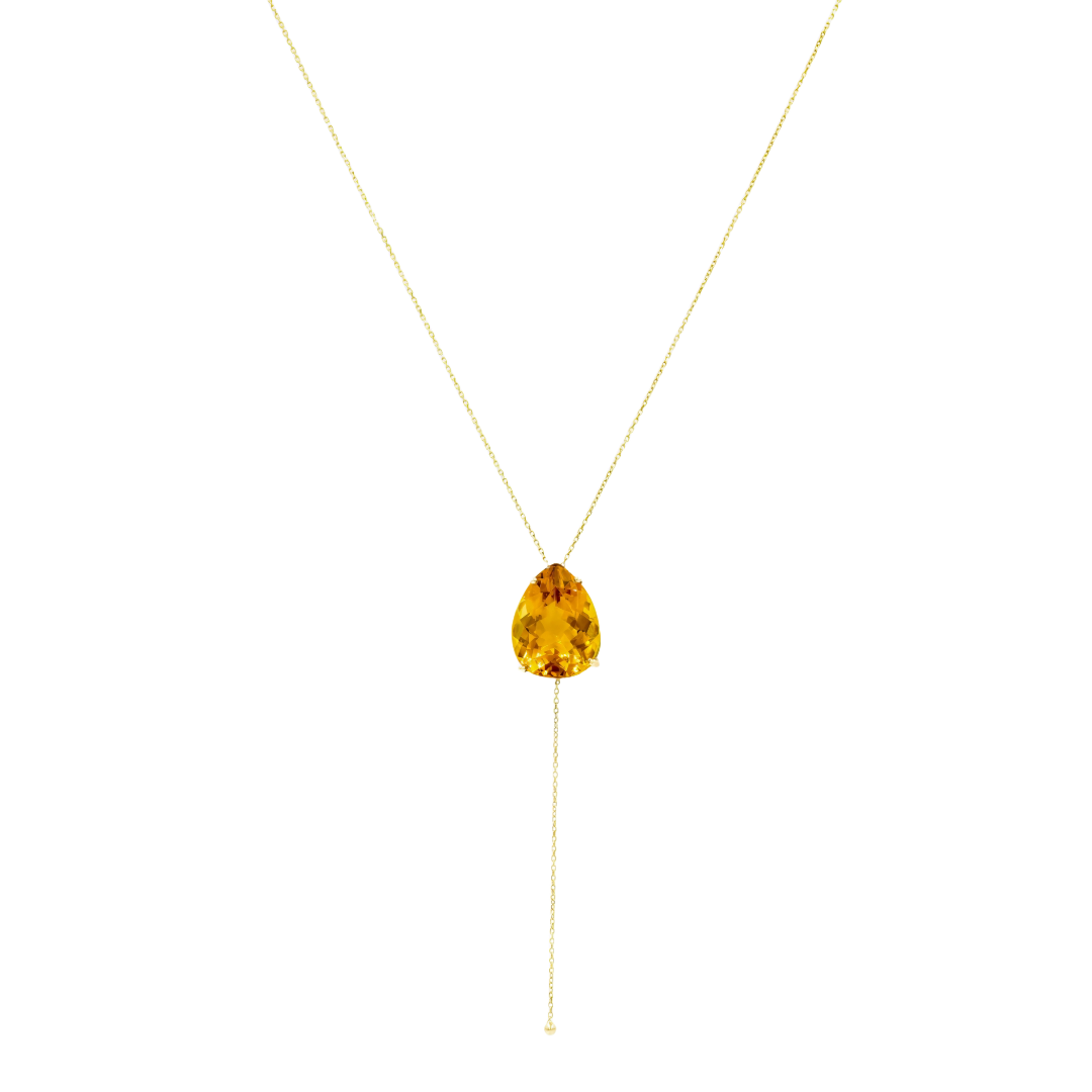 Gravata em ouro 18k com pingente de citrino
