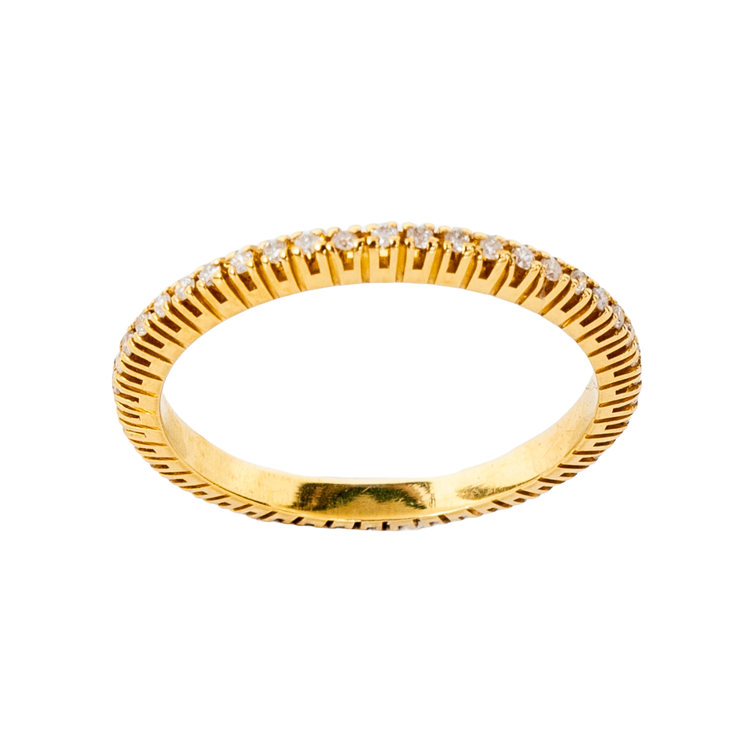 Aliança Majestic inteira de diamante e ouro 18k