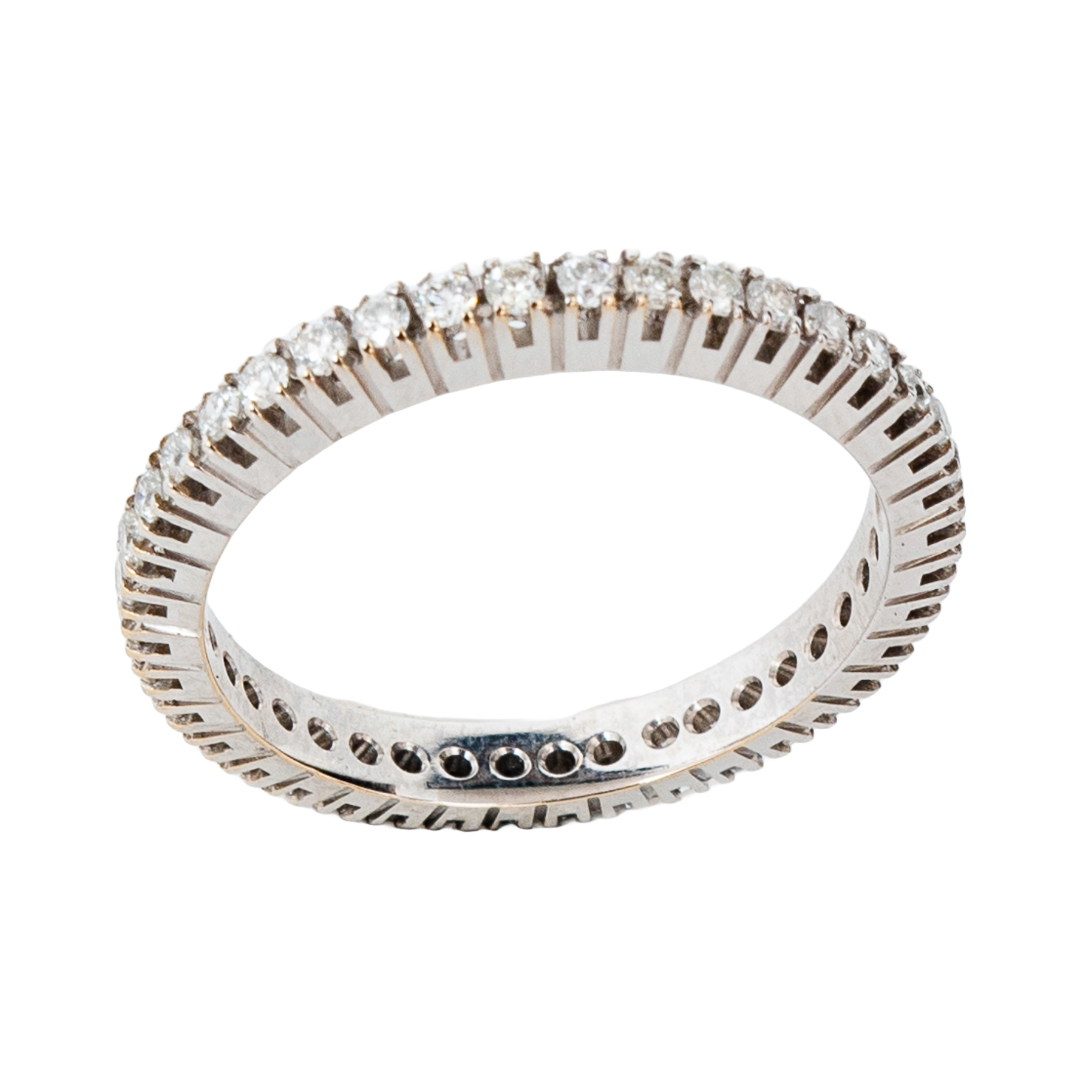 Aliança Glamour inteira de diamante e ouro 18k