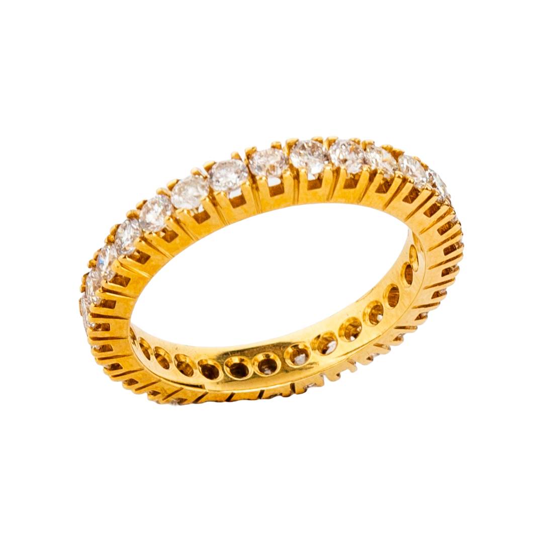 Aliança Opulence inteira de diamante e ouro 18k