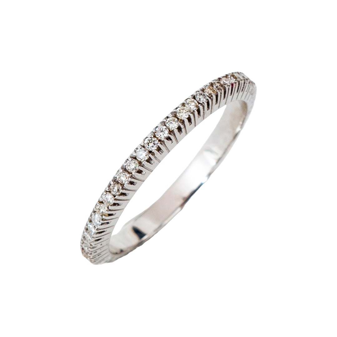 Aliança inteira Diamond de diamante e ouro 18k