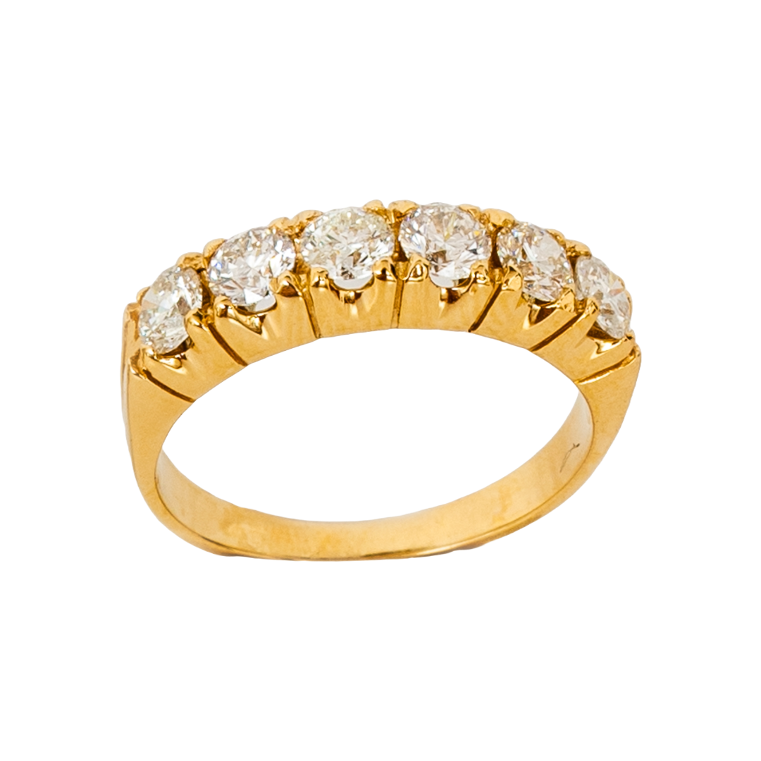 Meia aliança Gems de diamante e ouro 18k