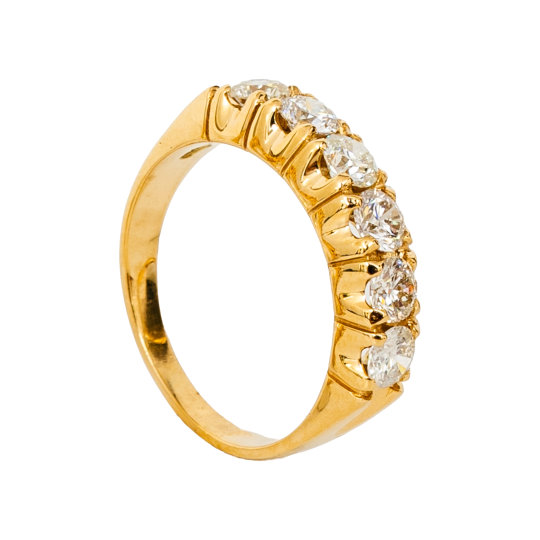 Meia aliança Gems de diamante e ouro 18k