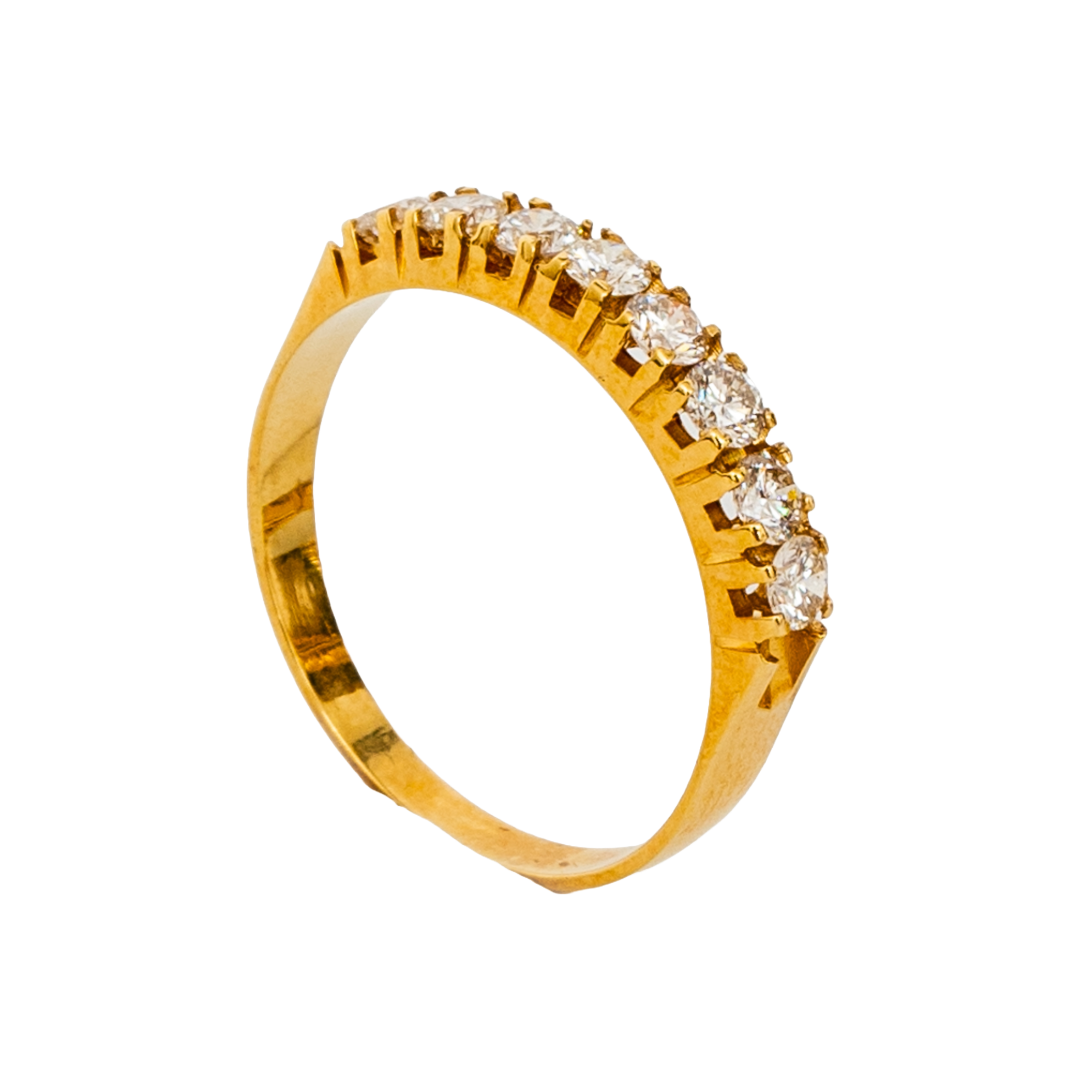 Meia aliança Elite de diamante e ouro 18k