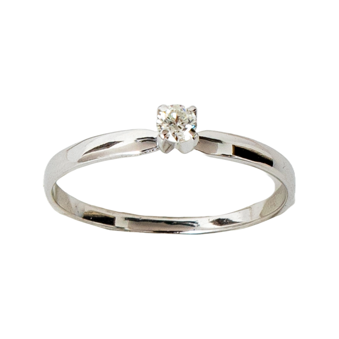 Anel solitário Parisienne de diamante e ouro 18k