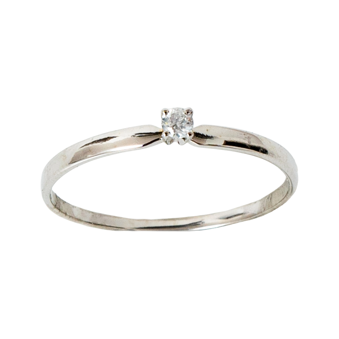 Anel solitário Eternity de diamante e ouro 18k