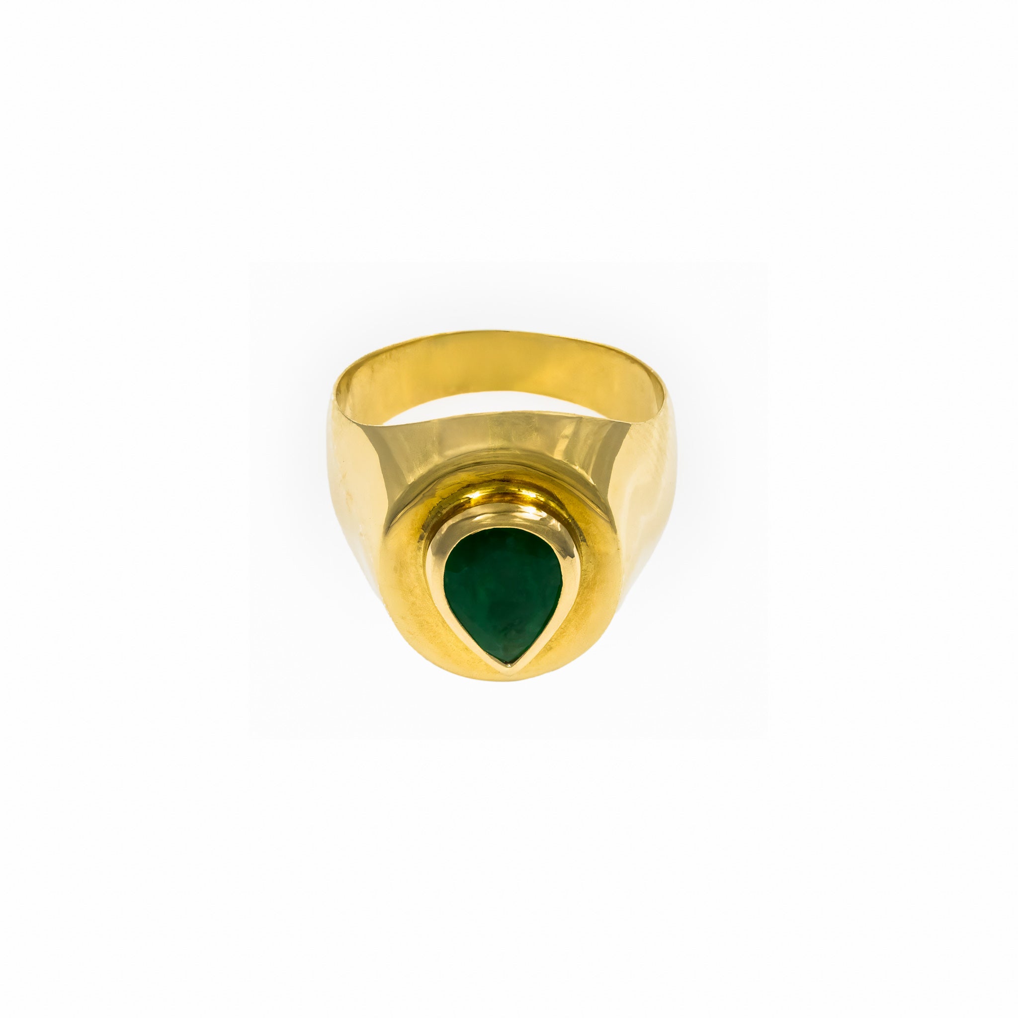 Anel Little Finge com  gota de esmeralda e ouro 18k