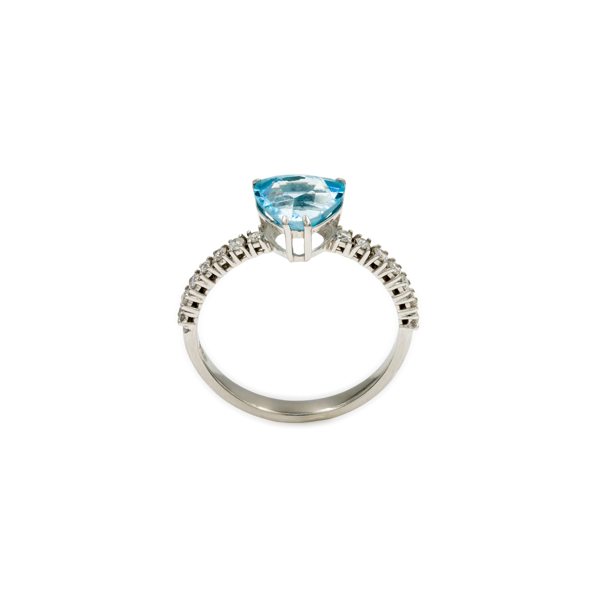 Anel solitário Topázio de diamante e ouro 18k