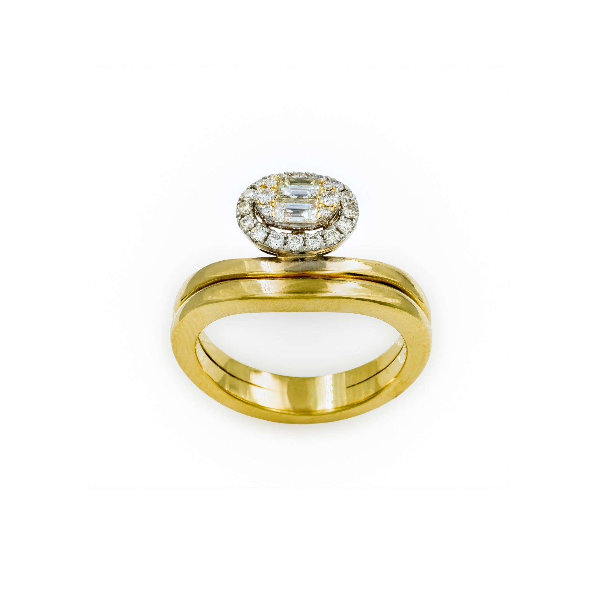 Anel Jaros Curvos de diamante e ouro 18k