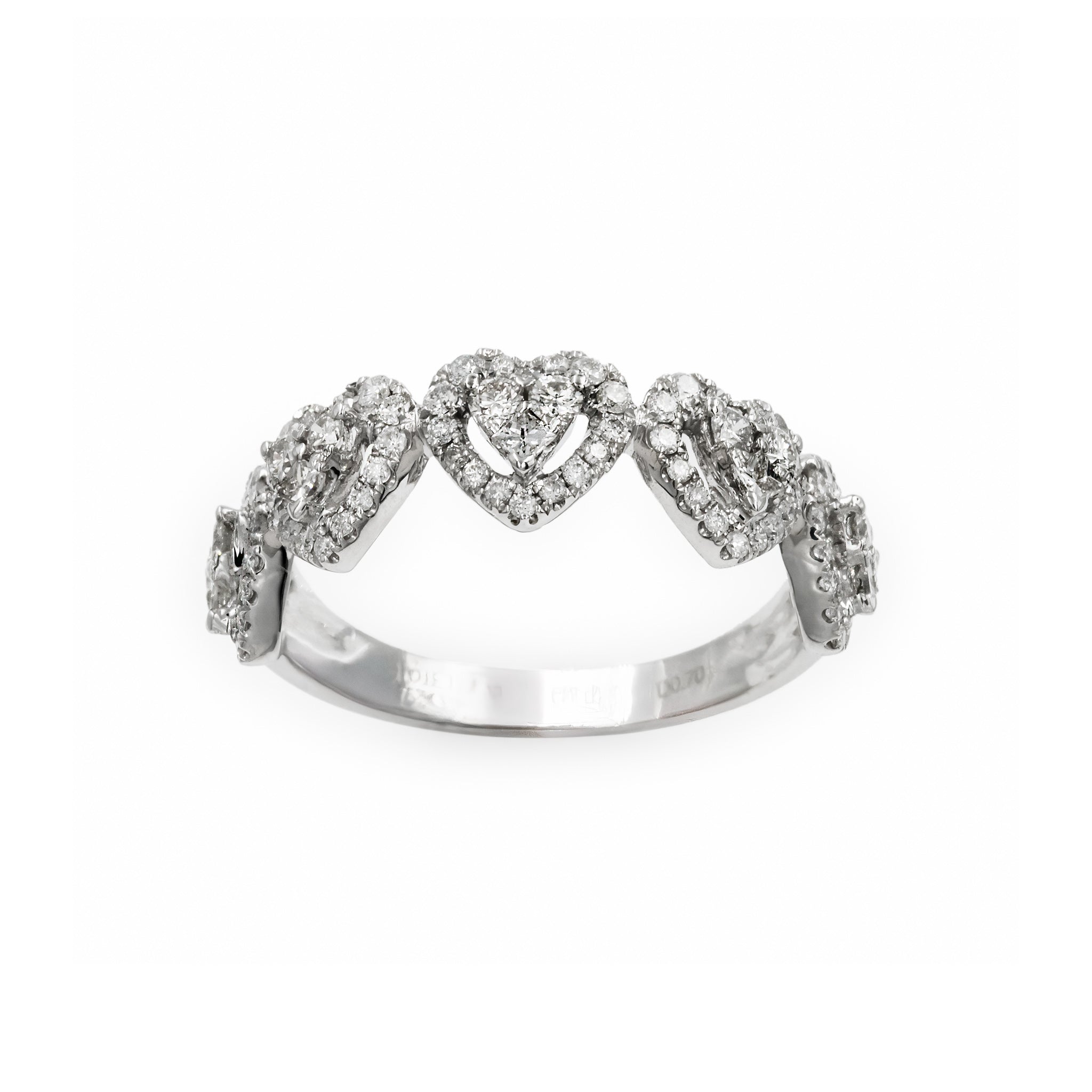 Anel Five Star corações de diamante e ouro 18k
