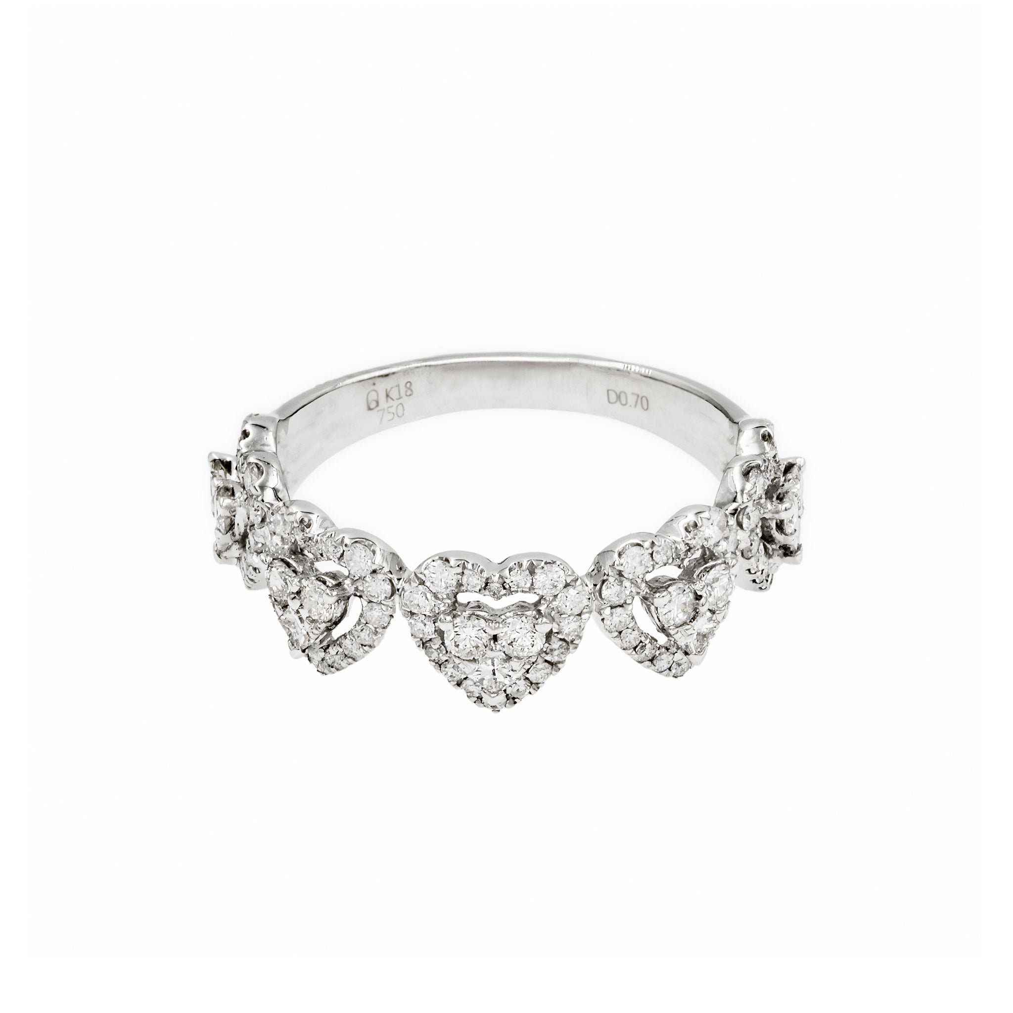 Anel Five Star corações de diamante e ouro 18k