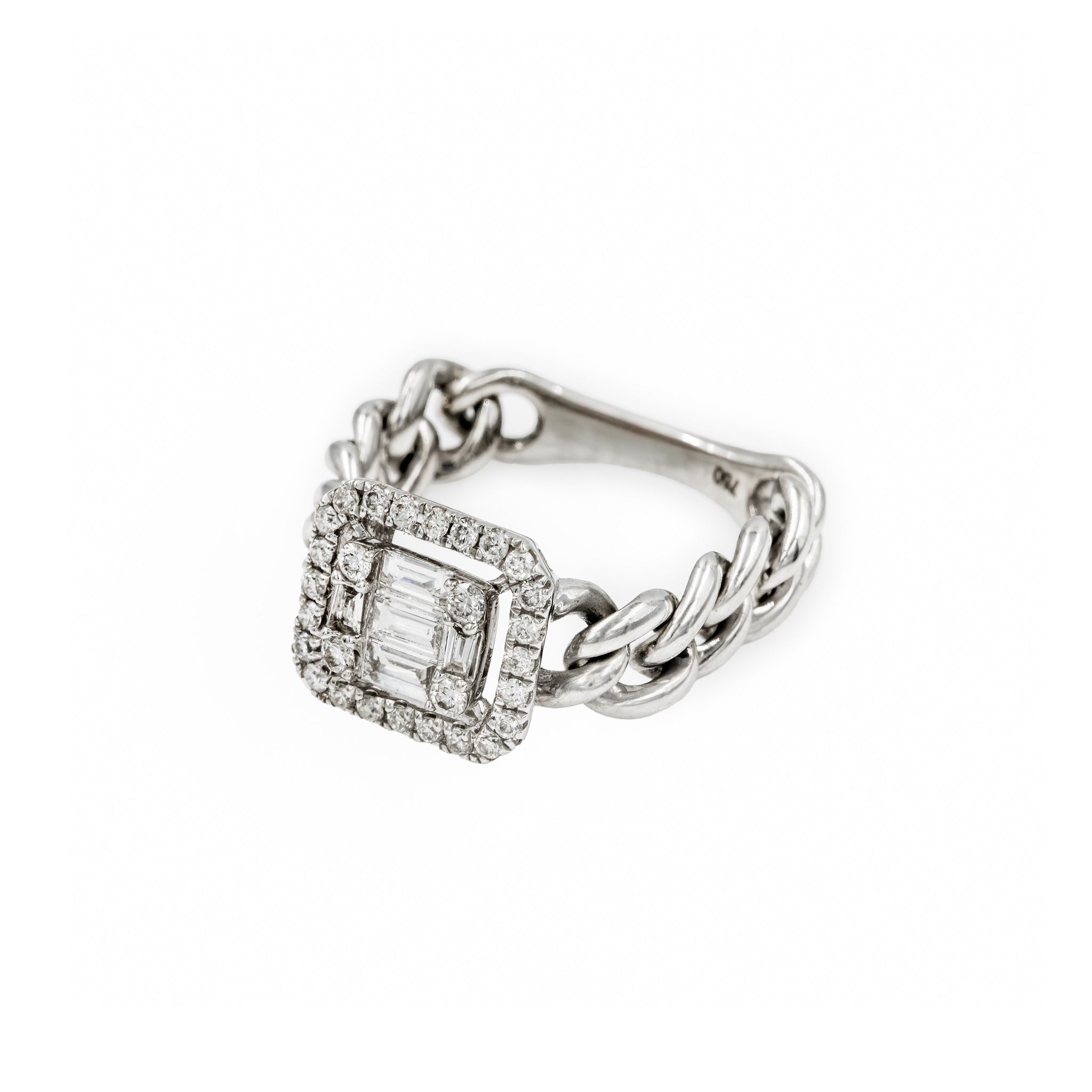 Anel flexível Elos Pendentes de diamante e ouro 18k