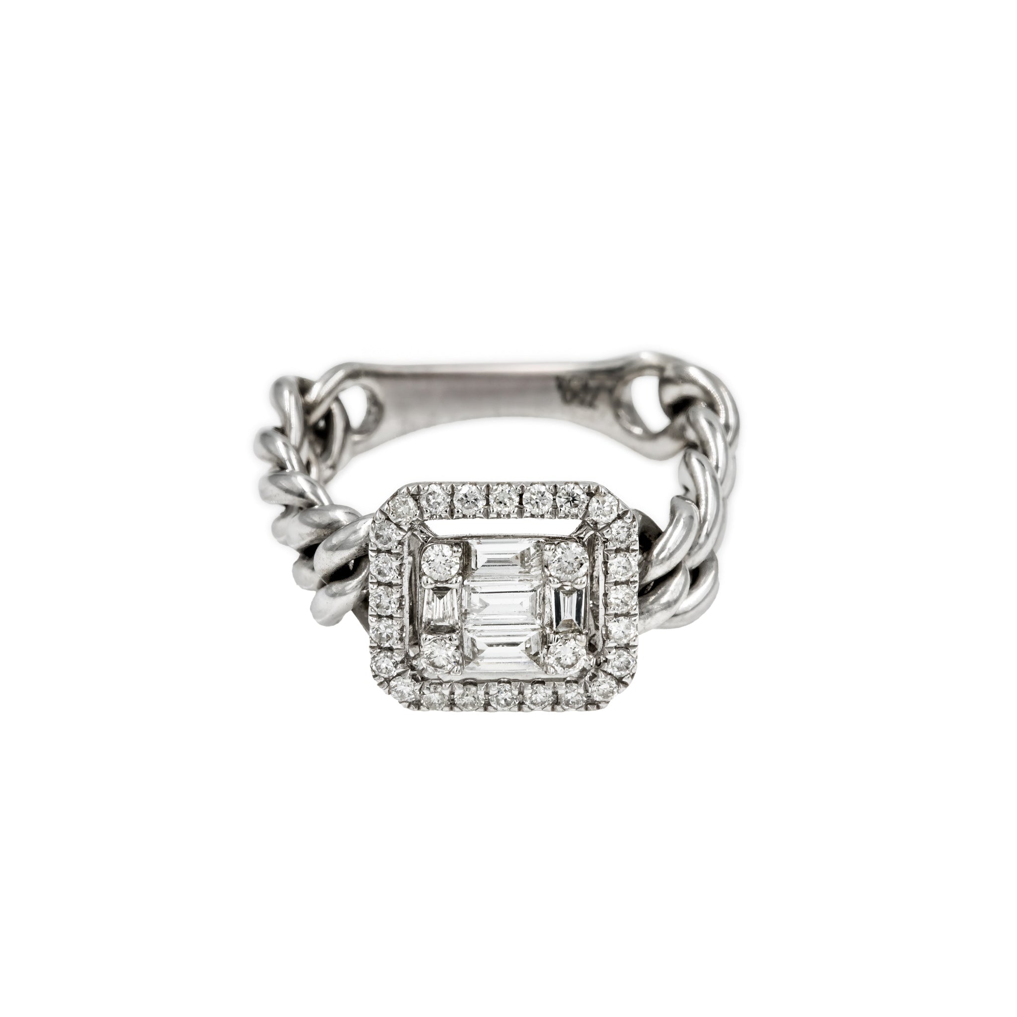 Anel flexível Elos Pendentes de diamante e ouro 18k