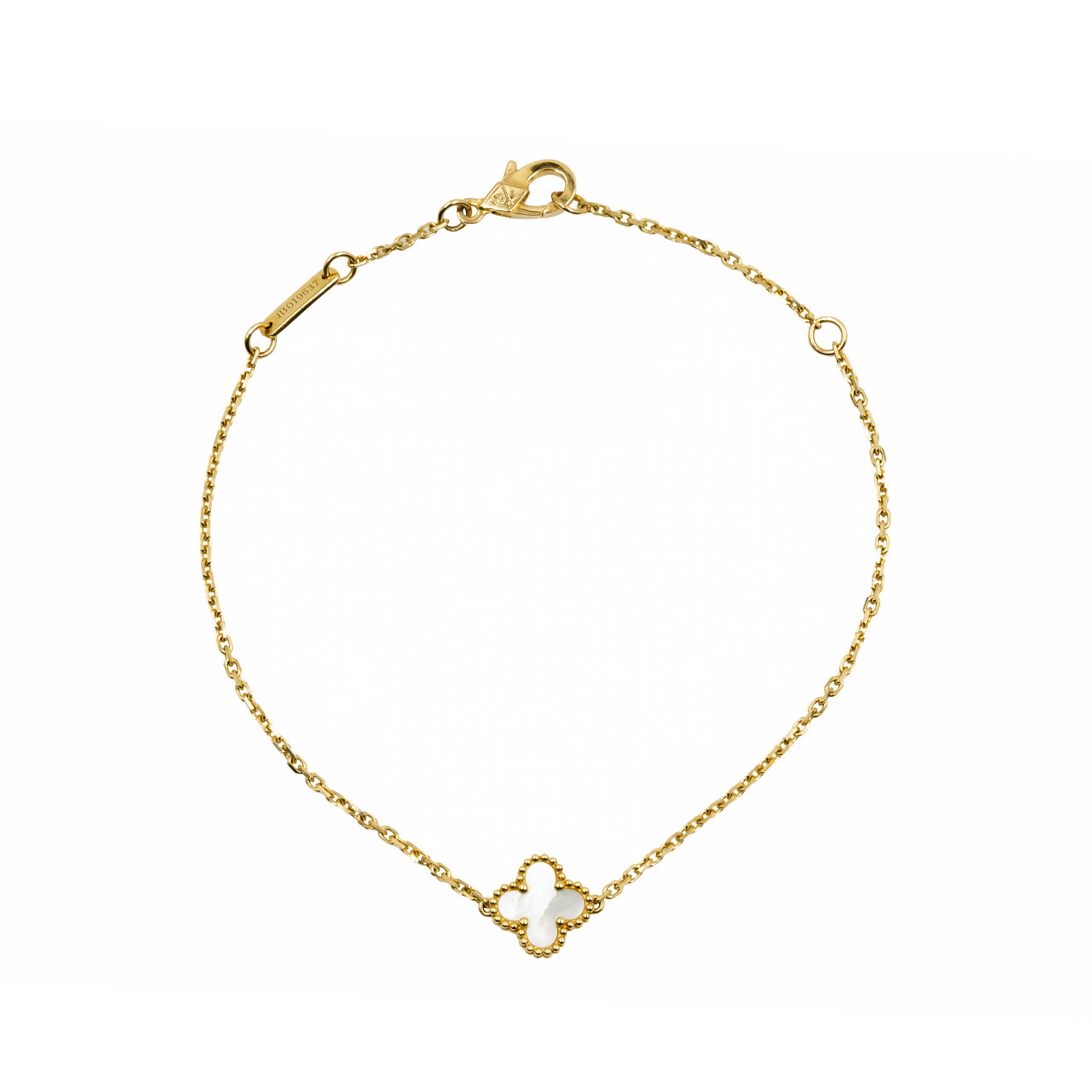 Pulseira trevo madreperola ouro 18k