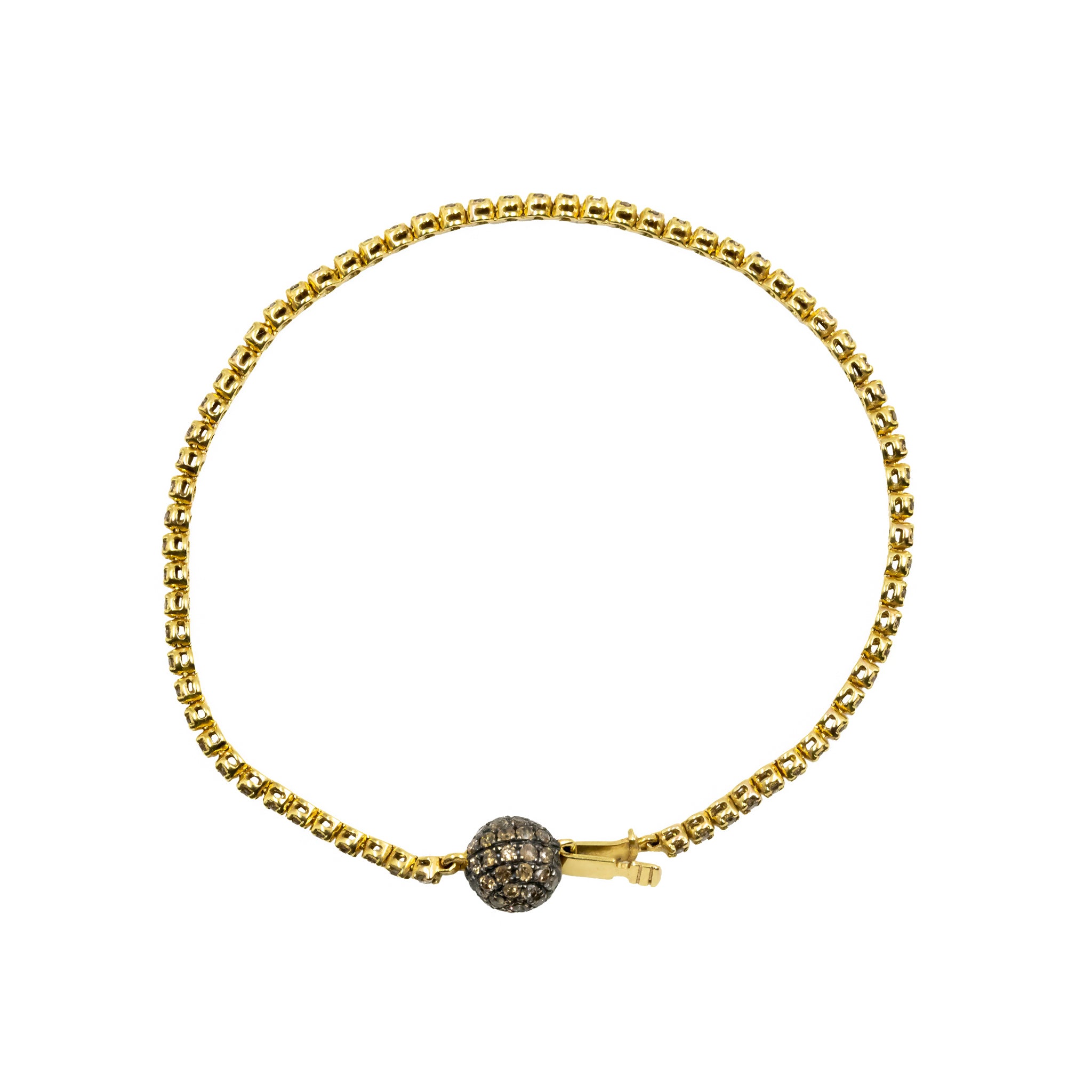 Pulseira Riviera Bola Brown de diamante e ouro 18k