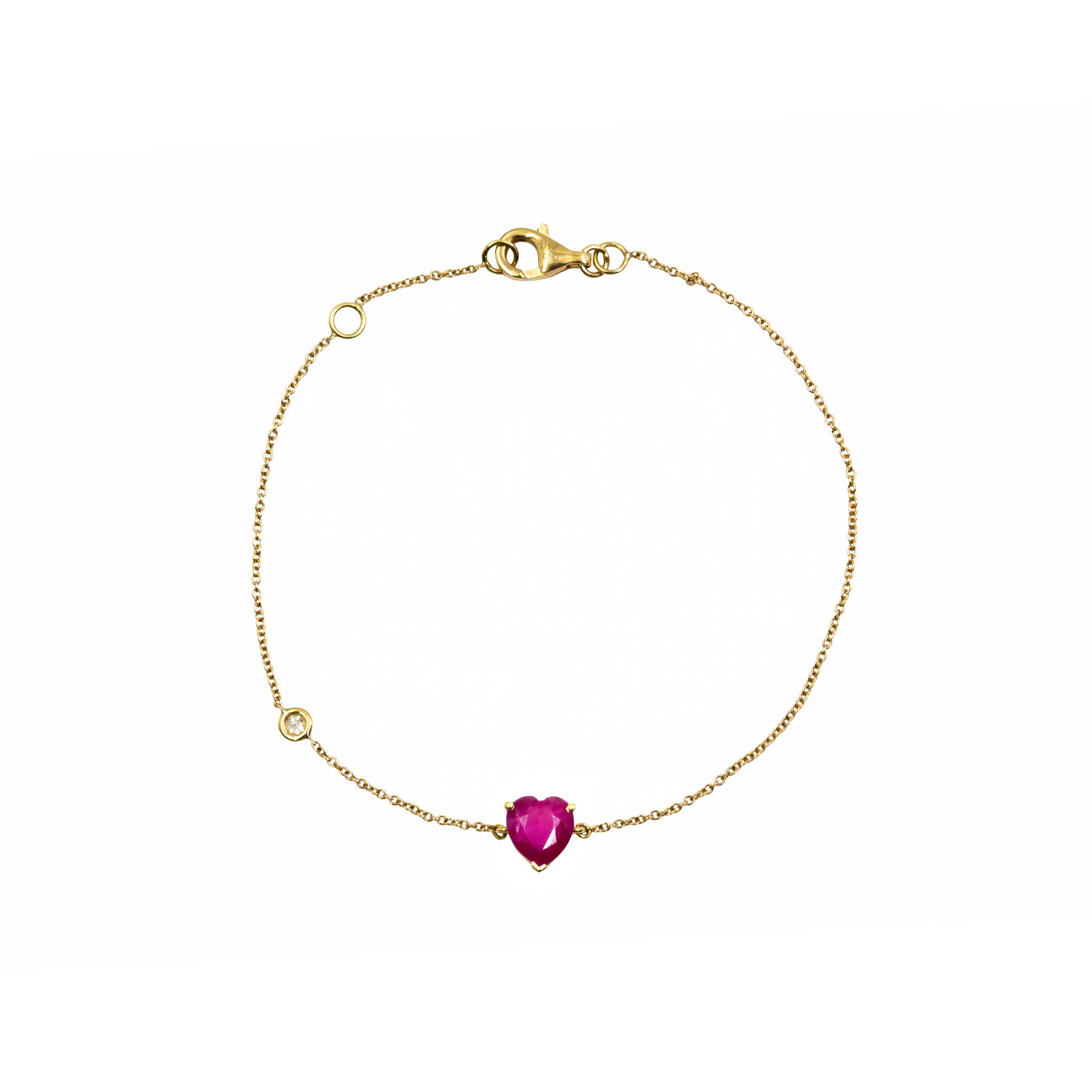 Pulseira Red ouro 18k e diamante e coração de rubi