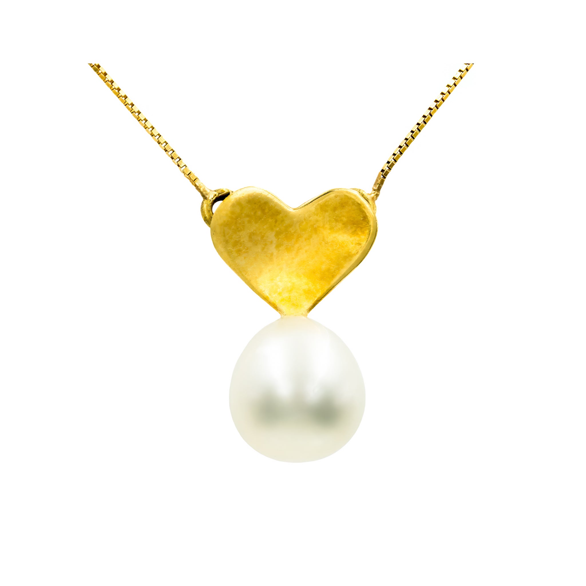 Gargantilha Shell coração com pérola natural ouro 18k