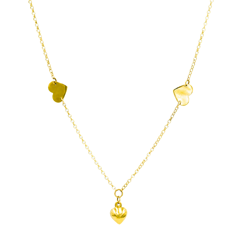 Gargantilha ou choker Mix de corações ouro 18k