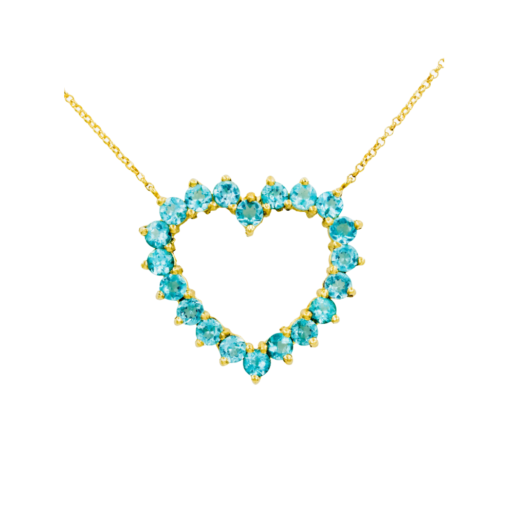 Gargantilha coração Apatita e ouro 18k