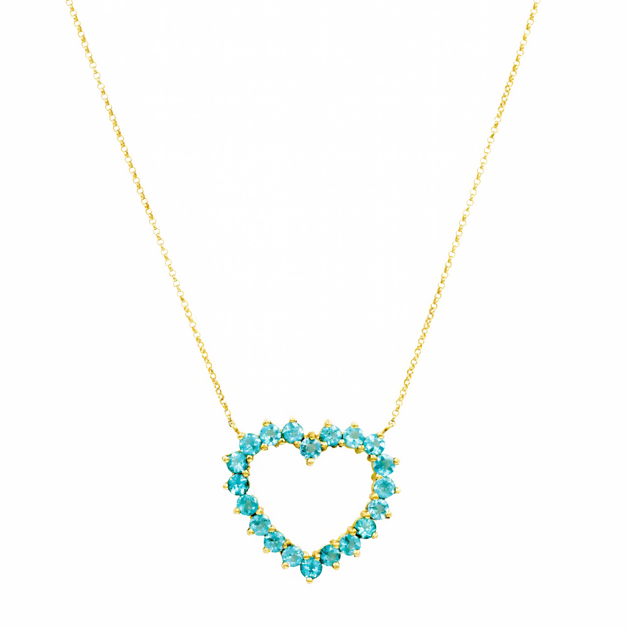 Gargantilha coração Apatita e ouro 18k