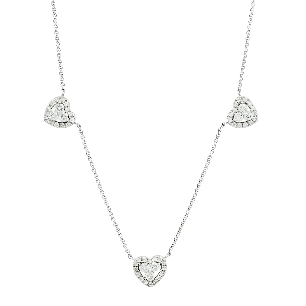 Gargantilha Top ouro 18k com 5 corações de diamante