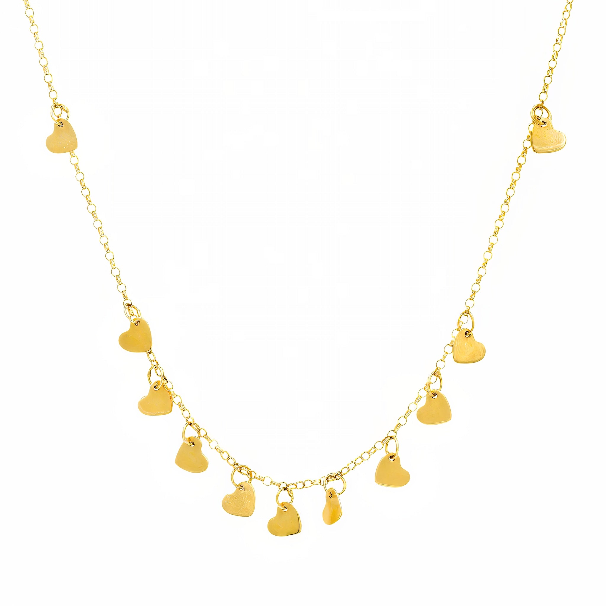 Choker ou gargantilha chapa de corações ouro 18k