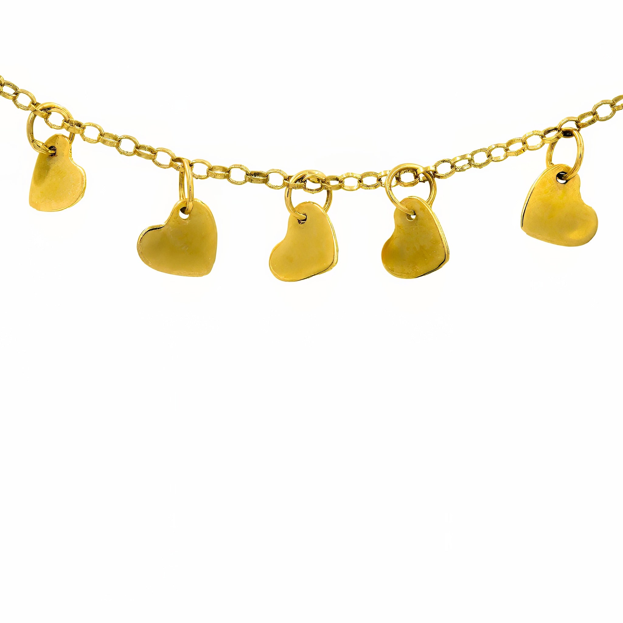 Choker ou gargantilha chapa de corações ouro 18k