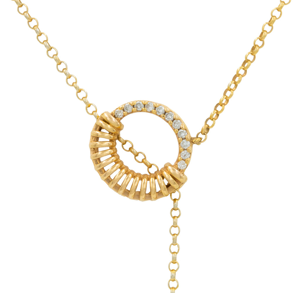 Colar love engrenagem diamante e ouro 18k