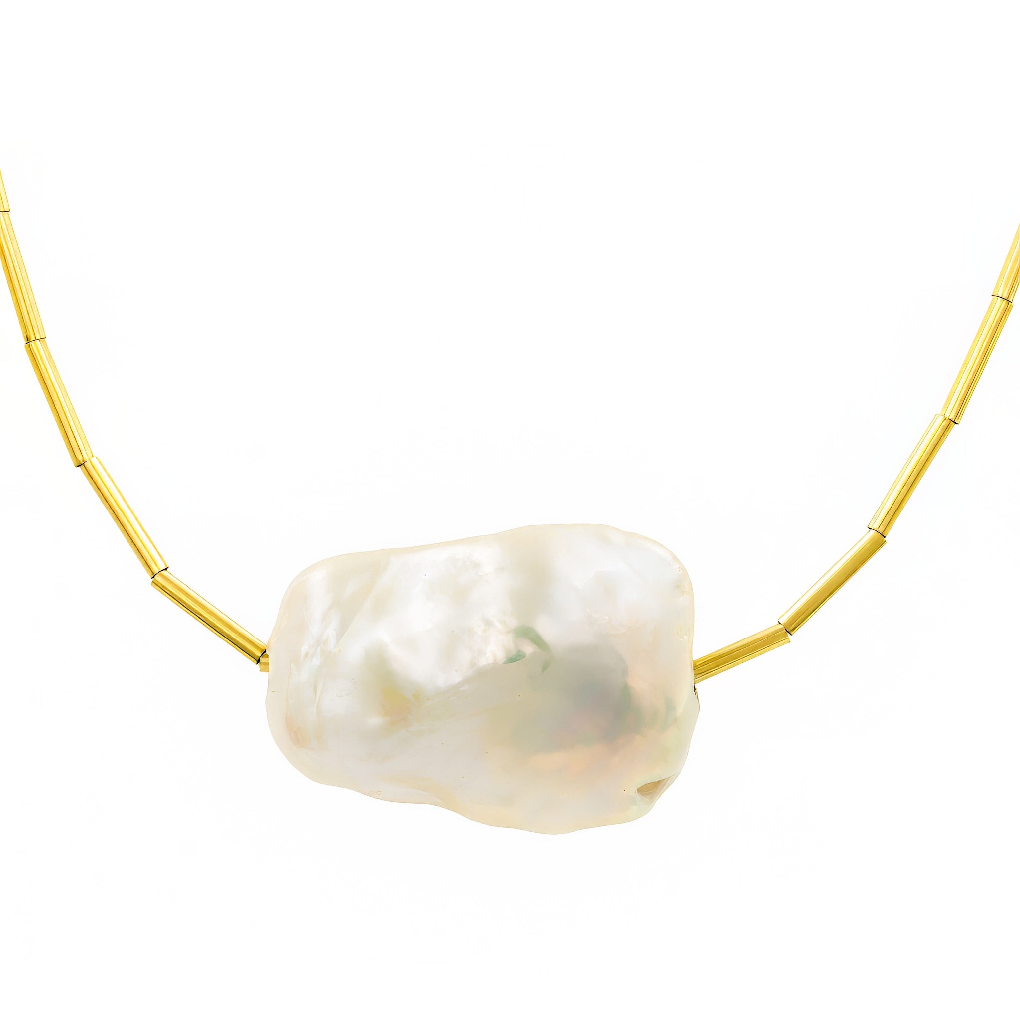 Choker canutilho pérola barroca natural ouro 18k