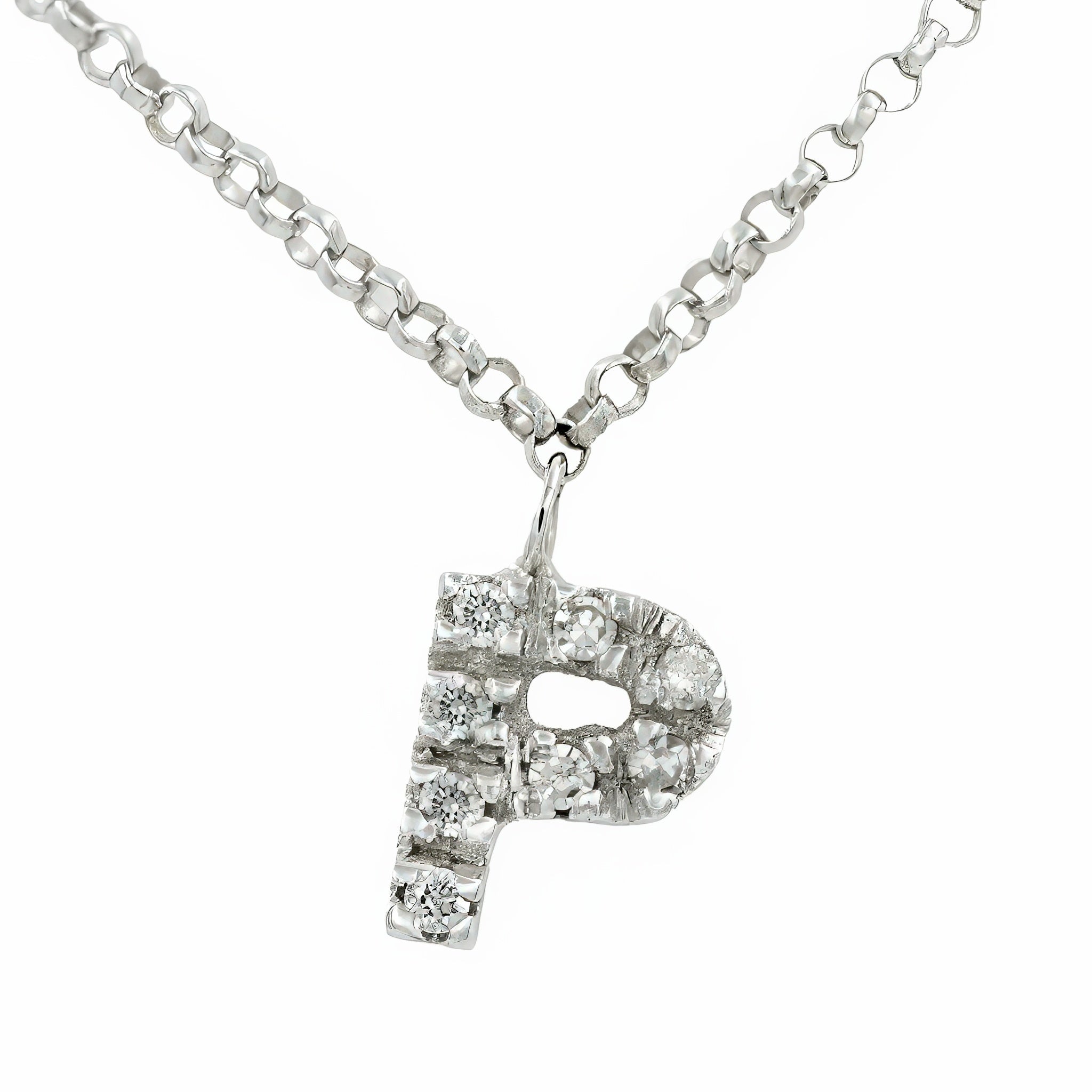 Gargantilha Letter ouro 18k com letra P de diamante
