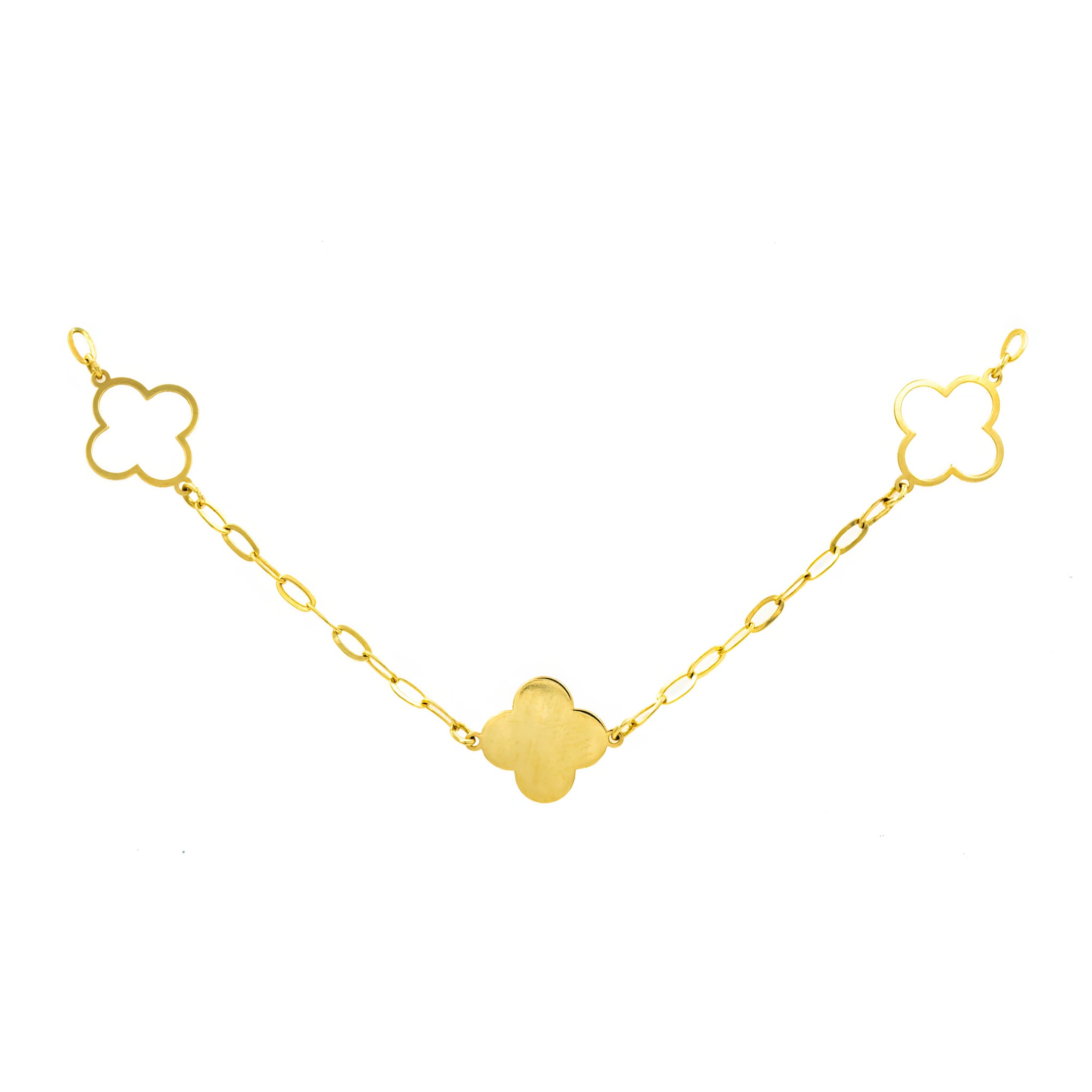 Choker grumet trevo de 4 folhas ouro 18k