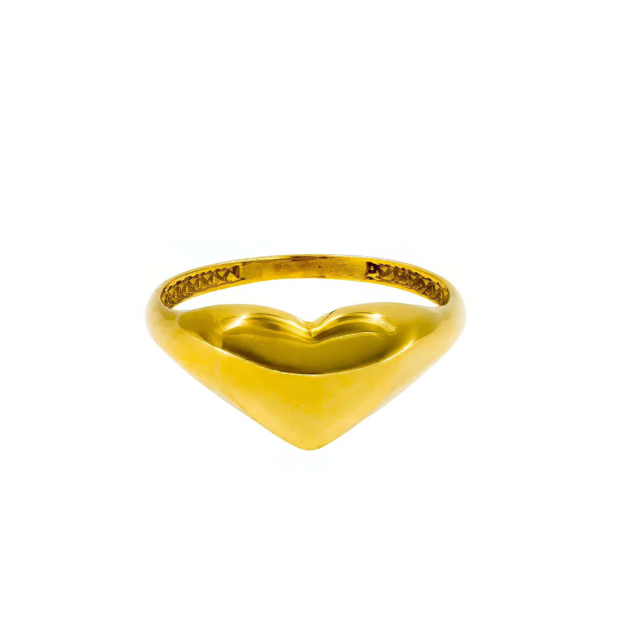 Anel Soft chapa coração ouro 18k