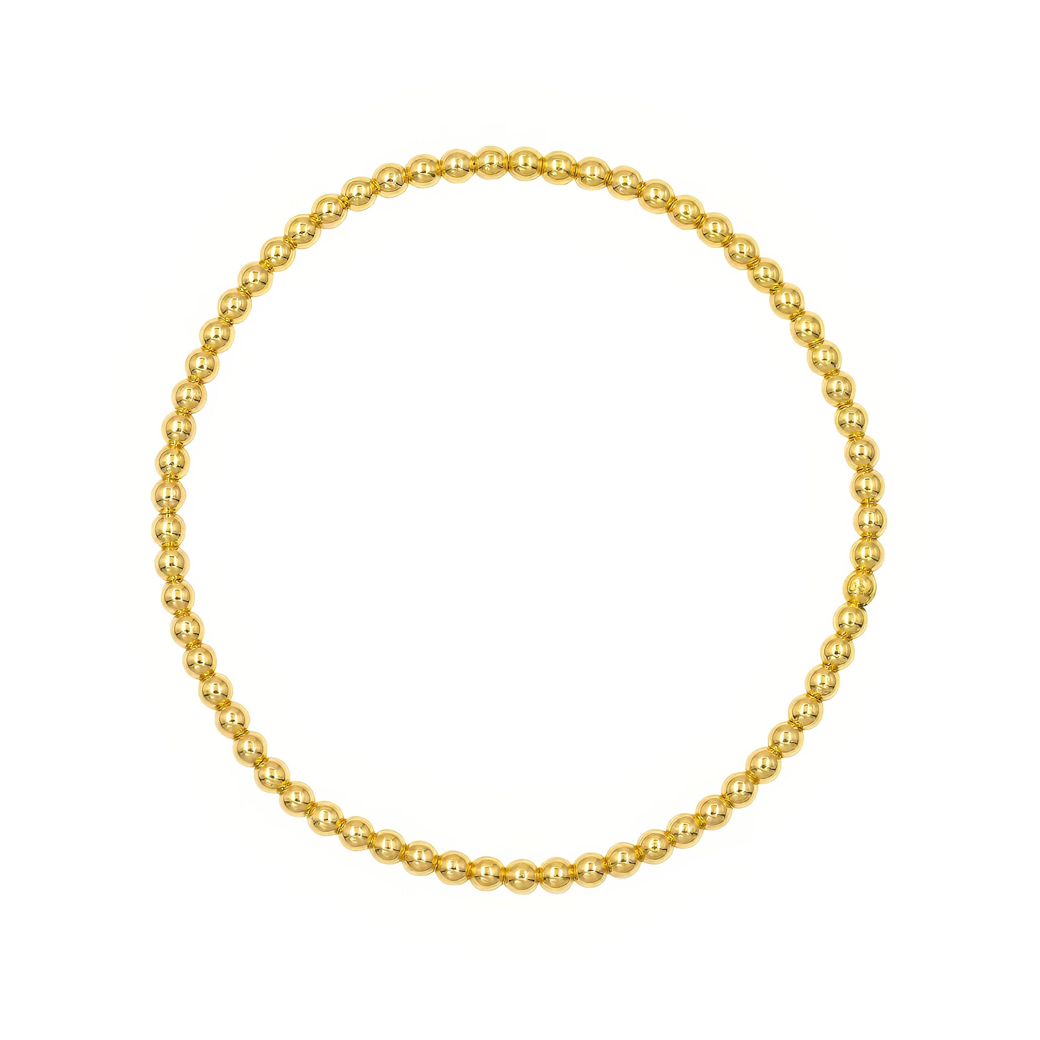 Pulseira elástica bolinhas ouro 18k