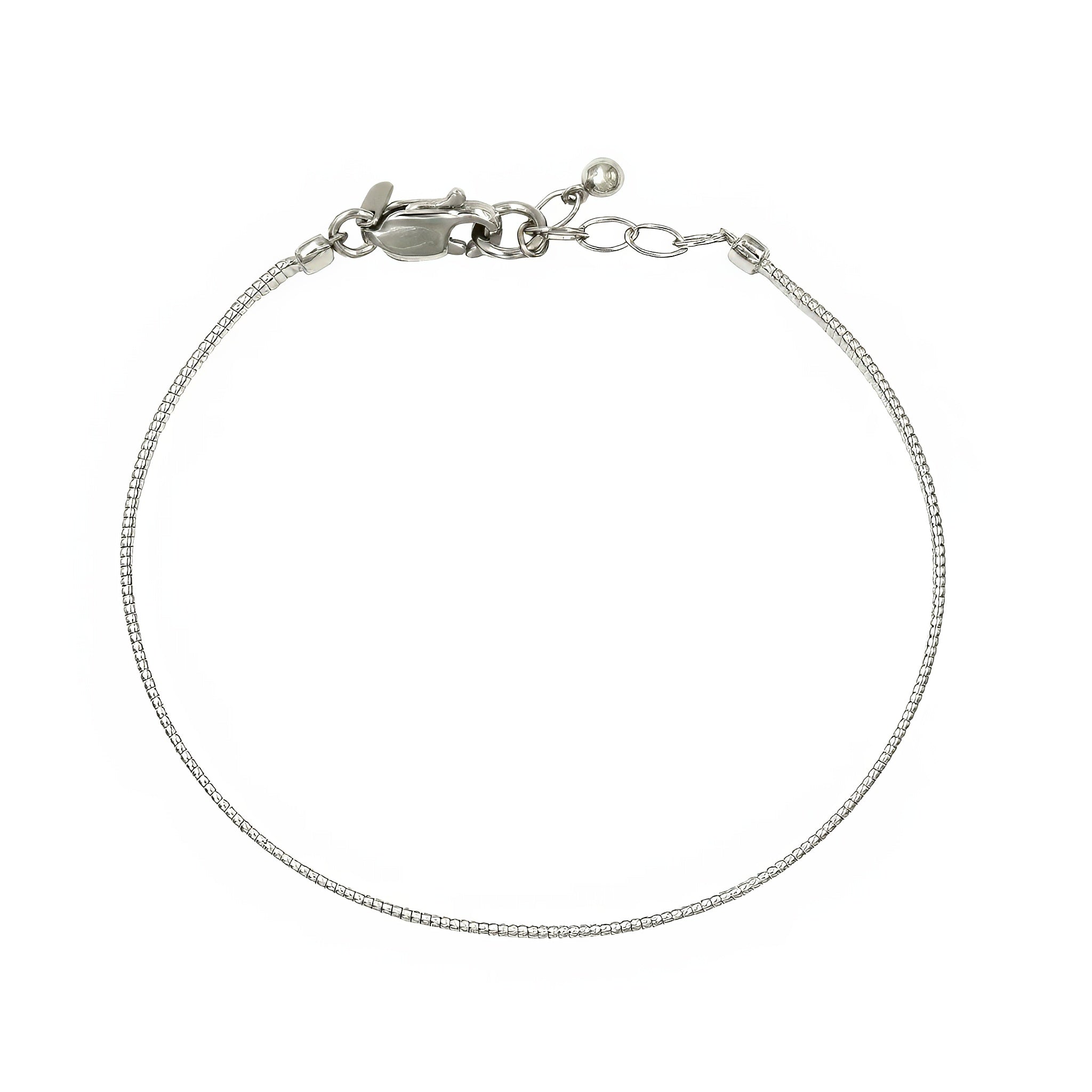 Bracelete Ice fio achatado ouro branco 18k