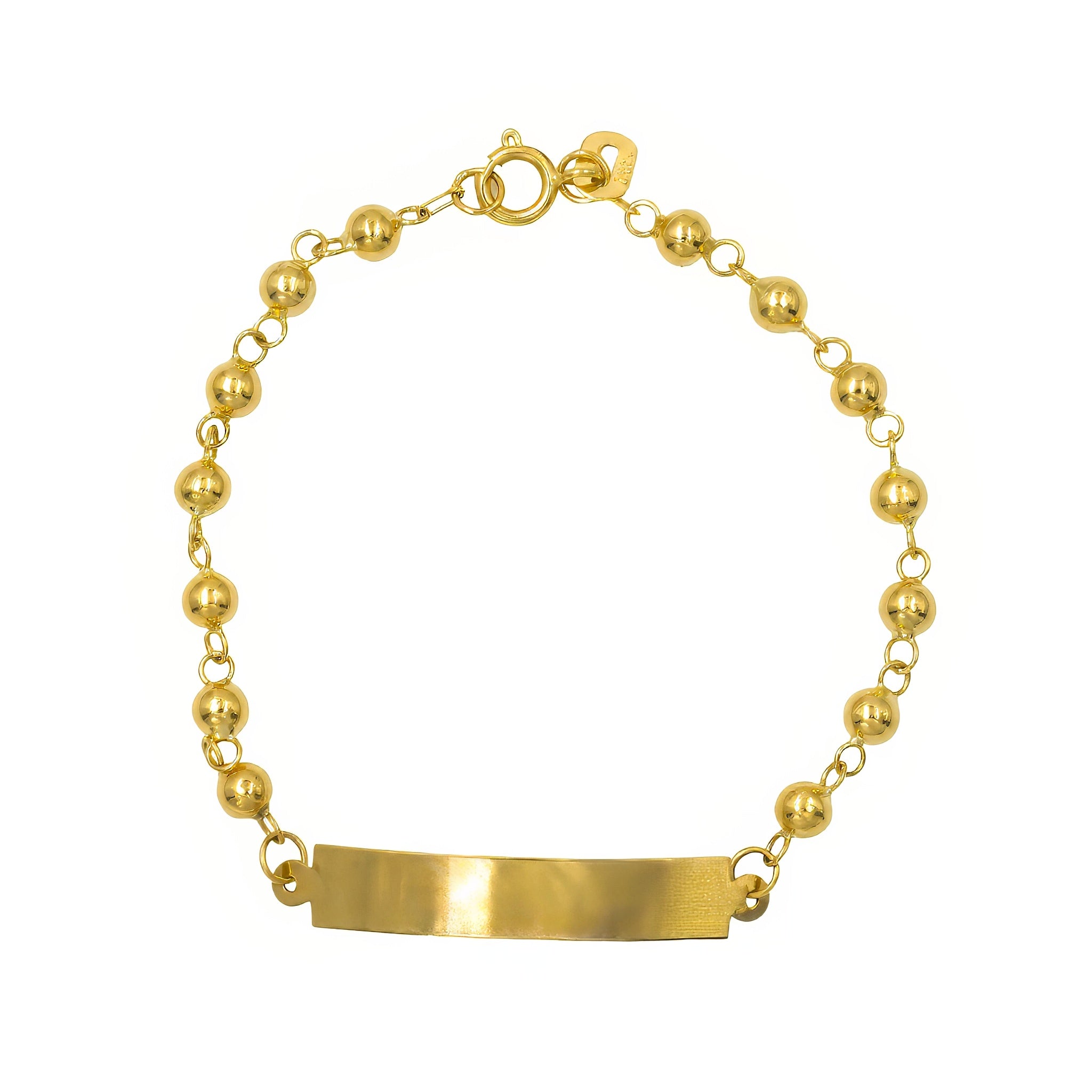 Pulseira infantil bolinhas com chapinha ouro 18k