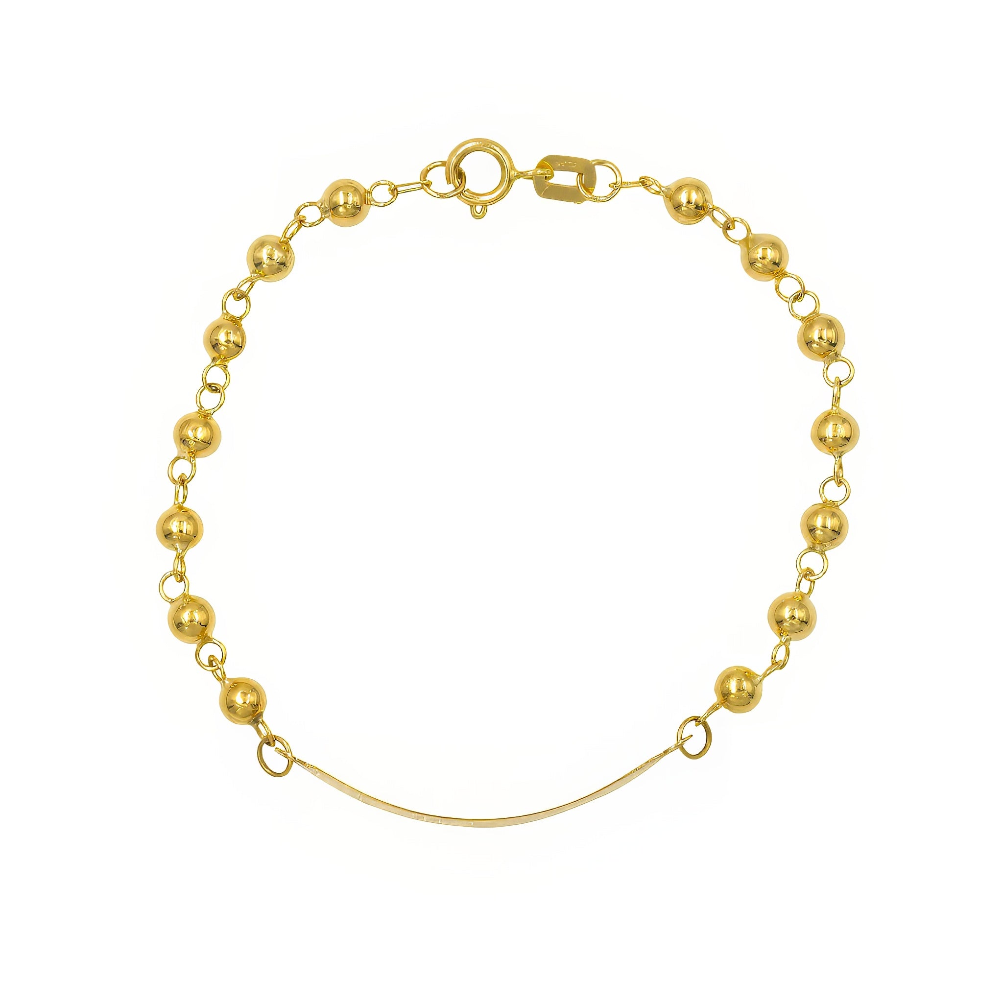 Pulseira infantil bolinhas com chapinha ouro 18k